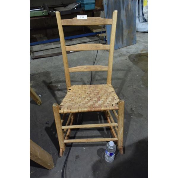 Antique wood chair w/ wicker bottom