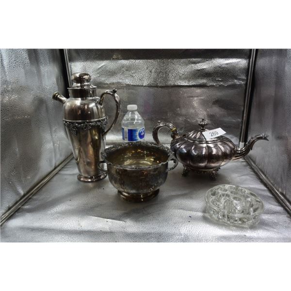 Silver Plated l Teapot, carafe, bowl