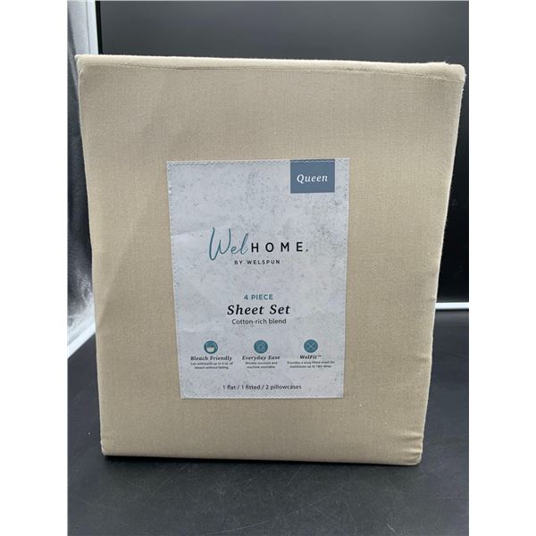 Welhome by Welspun Queen 4pc Cotton-Rich Sheet Set