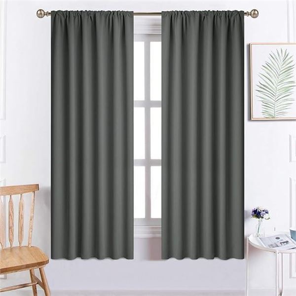 Yakamok Blackout Curtains for Bedroom, Room Darkening Thermal Insulated Rod Pocket Window Drapes  52