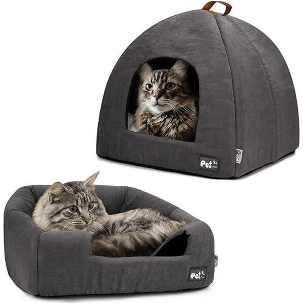 Premium Pet Beds for Cats and Small Dogs, Cat Bed Cave, Cat House, Enclosed Small Animal Bed, Covere
