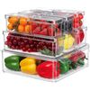 Image 1 : 10 Pack Fridge Organizers and Storage, Stackable Refrigerator Organizer Bins with Lids, BPA Free Foo