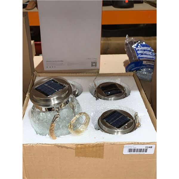 Solar Garden Lights Outdoor, 4-Pack Hanging Solar Lights Outdoor LED Cracked Glass Hanging Ball Ligh