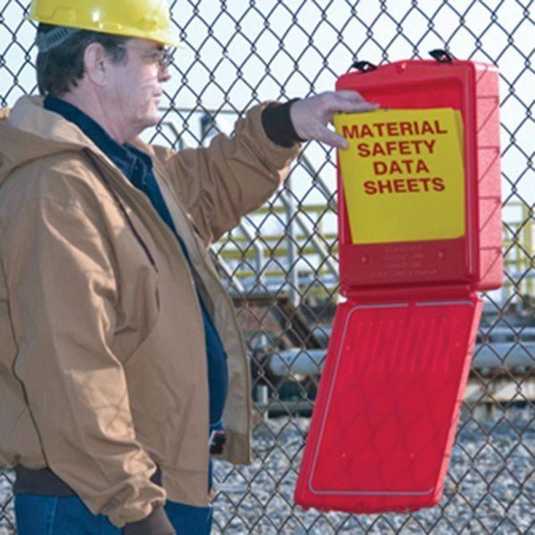 DOCUMENT STORAGE BOX FOR SDS SHEETS, LARGER-SIZED, POLYETHYLENE, LOCKABLE FRONT OPENING, SINGLE PACK