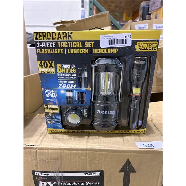 Zero Dark 3 Piece Tactical Set Flashlight, Lantern, Headlamp