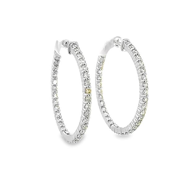 1.80 ctw Diamond Hoop Earrings - 14KT White Gold