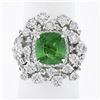 Image 1 : 18k White Gold 5.67 ctw GIA Cushion Tsavorite & Diamond Cocktail Statement Ring