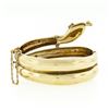 Image 3 : Vintage 14k Gold Multi Gemstone Enamel Coiled Snake Open Hinged Bangle Bracelet