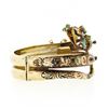Image 4 : Vintage 14k Gold Multi Gemstone Enamel Coiled Snake Open Hinged Bangle Bracelet