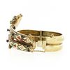 Image 5 : Vintage 14k Gold Multi Gemstone Enamel Coiled Snake Open Hinged Bangle Bracelet