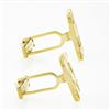 Image 4 : Mens Solid 14k Yellow Gold Nugget Textured & Polished Crackled Square Cuff Links
