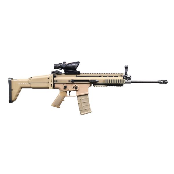 FDE FN SCAR 16S RIFLE WITH TRIJICON AGOG SIGHT.