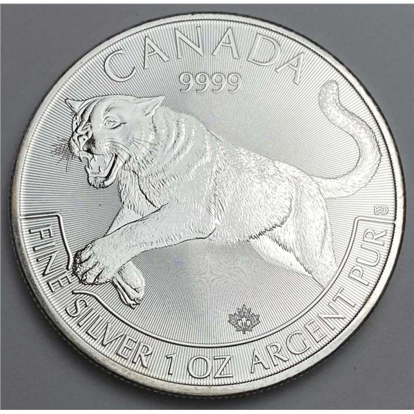 2016 Canada $5 Cougar 1 ozt .9999 Silver