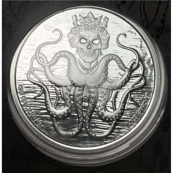 2016 Limited Edition "The Kraken Queen" Proof 1 ozt .999 Silver
