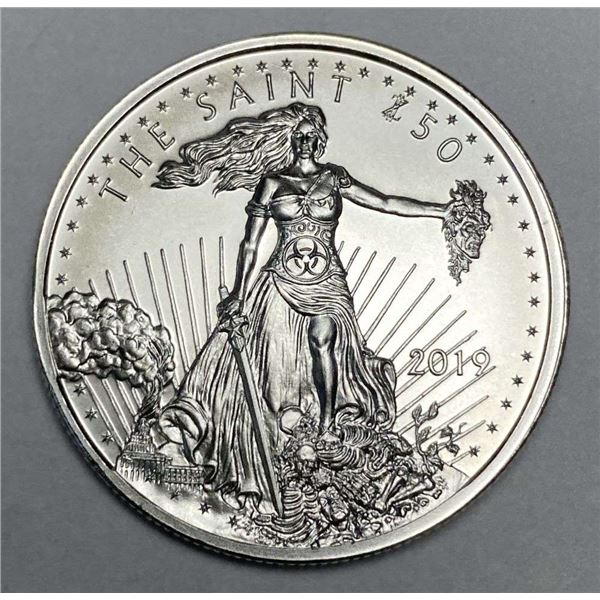 2019 Saint Gaudens Design "Zombucks Currency Of The Apocalypse" 1 ozt .999 Silver