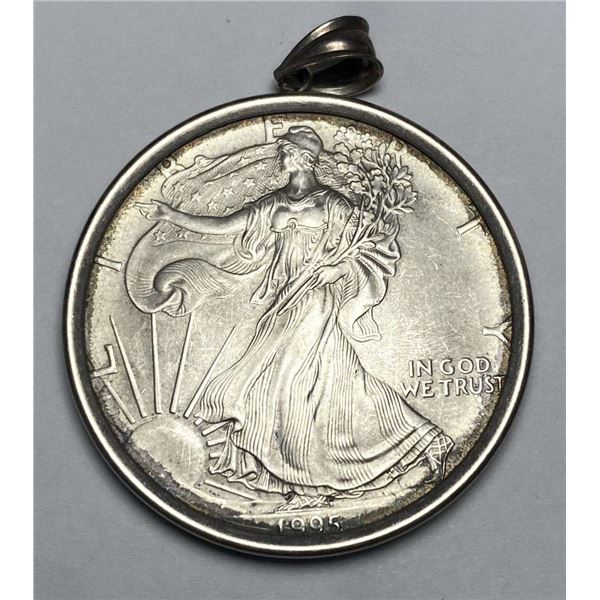 1995 American Silver Eagle W/ Sterling Bezel