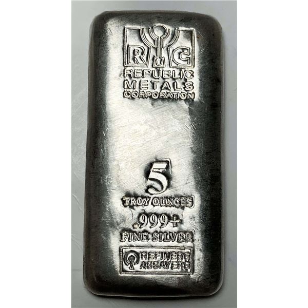 Republic Metals Corporation 5 ozt .999 Silver Bar