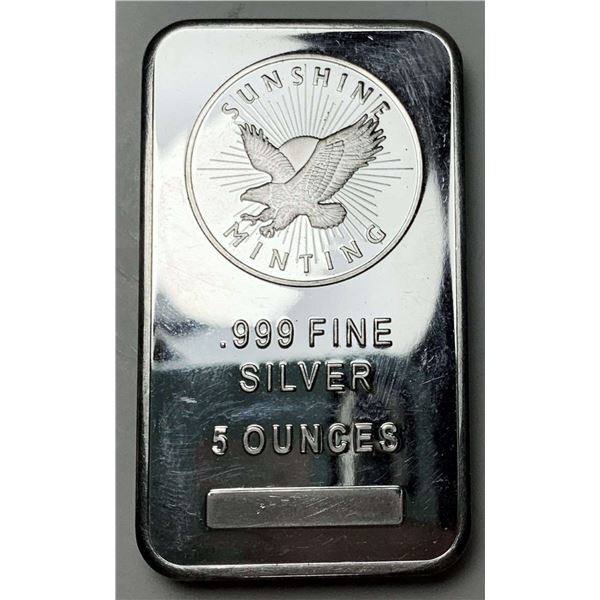 Sunshine Minting 5 ozt .999 Silver Bar