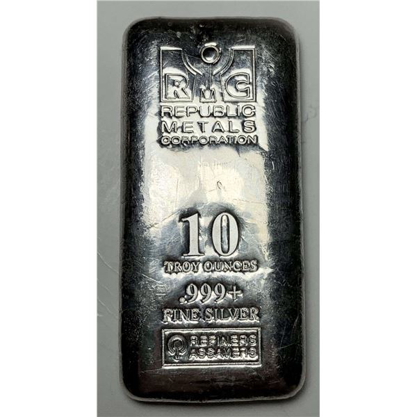 Republic Metals Corporation 10 ozt .999 Silver Bar