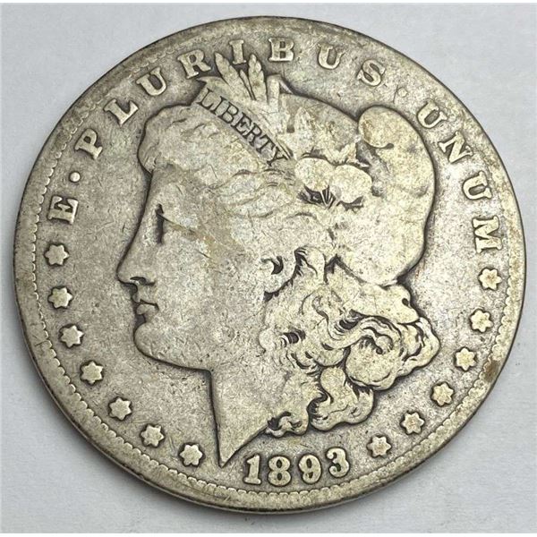 1893-CC Morgan Silver Dollar VG