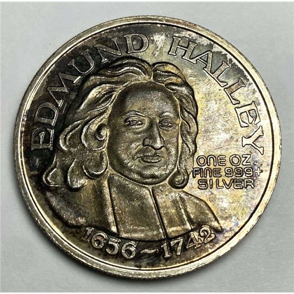 1656-1742 Edmund Halley "Halley's Comet Fall Of 1985" 1 ozt .999 Silver