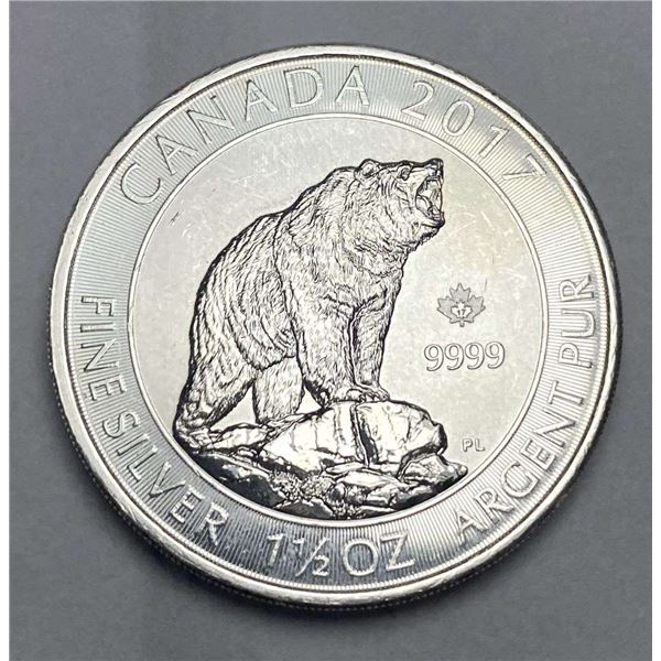 2017 Canada $8 Grizzly Bear 1.5 ozt .9999 Silver