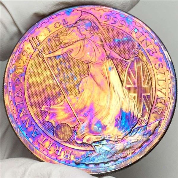 Toned 2022 Great Britain Britannia 1 ozt .999 Silver