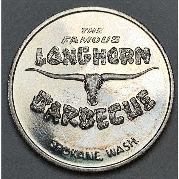 The Famous Longhorn Barbeque Spokane, WA Proof 1 ozt .999 Silver Trade Unit