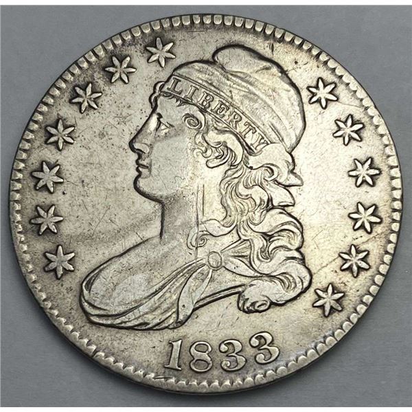 1833 Capped Bust Silver Half Dollar Fine Details