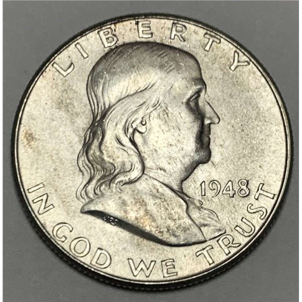 1948-D Franklin Silver Half Dollar MS65