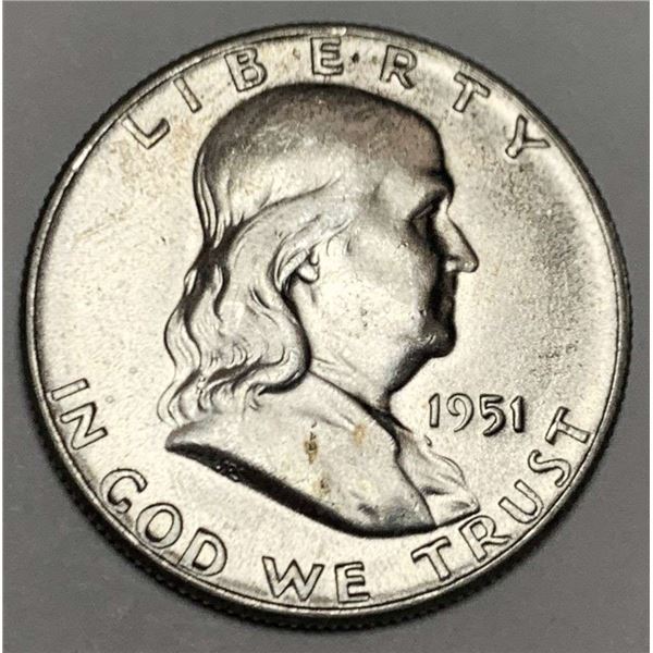 1951 Franklin Silver Half Dollar MS64