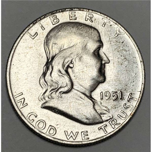 1951-D Franklin Silver Half Dollar MS64