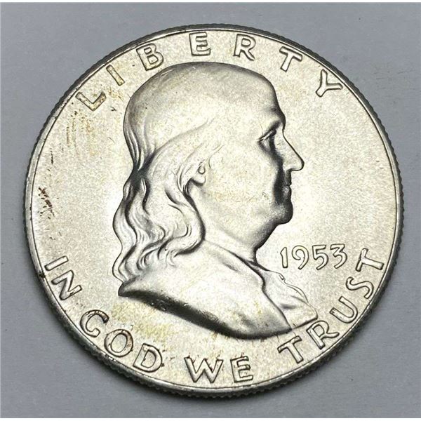 1953-S Franklin Silver Half Dollar MS65 Almost FBL