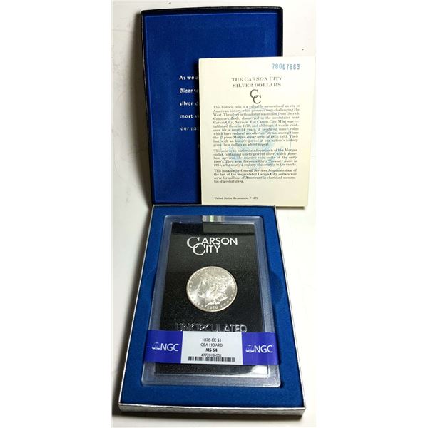 1878-CC Morgan Silver Dollar GSA NGC MS64