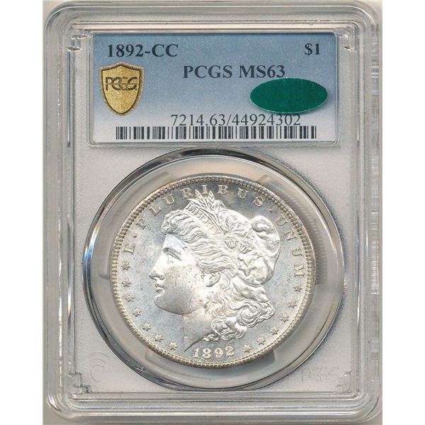1892-CC Morgan Silver Dollar PCGS MS63 CAC