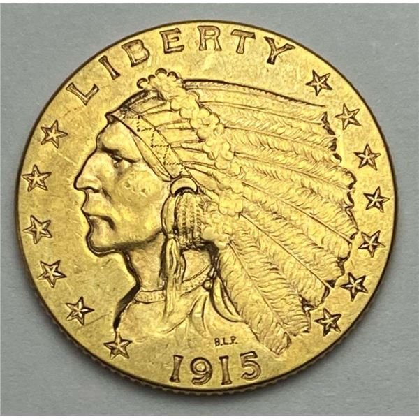1915 Gold $2.50 Indian Head AU58