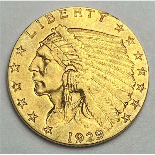 1929 Gold $2.50 Indian Head MS63 Details