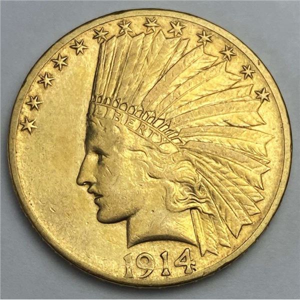 1914-S Gold $10 Indian Head AU