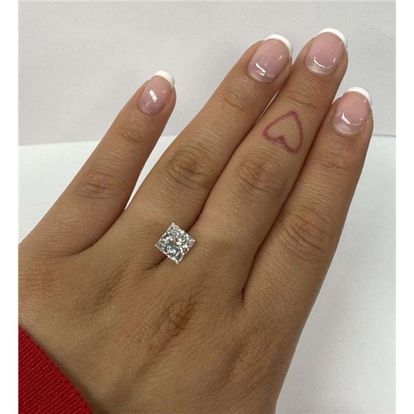 White 3.02 Carat Princess Diamond "G" Color, "VS1" Clarity