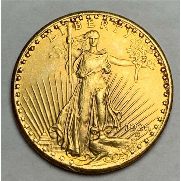 1926 Gold $20 Saint Gaudens MS63 Details