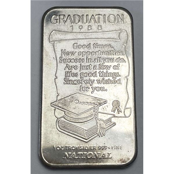 1988 Graduation 1 ozt .999 Silver Bar