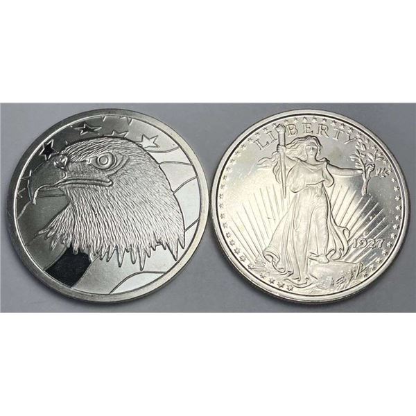 (2) I Pledge Allegiance / Saint Gaudens Design 1 ozt .999 Silver