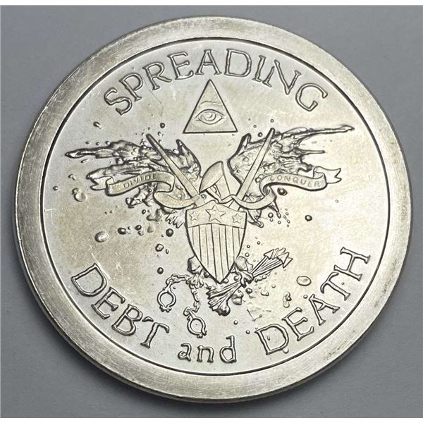 2013 Spreading Debt & Death Silver Bullet Silver Shield 1 ozt .999 Silver