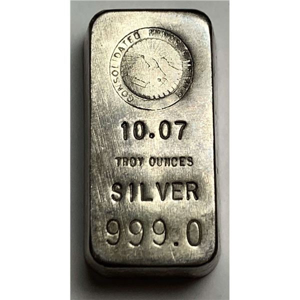 VERY RARE! Consolidated Mines & Metals 10.07 ozt .999 Silver Bar
