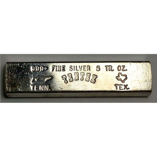 Rare Tentex 5 ozt .999 Silver Bar