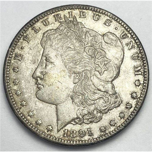 1891-CC Morgan Silver Dollar AU58