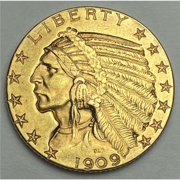 1909-D Gold $5 Indian Head MS62