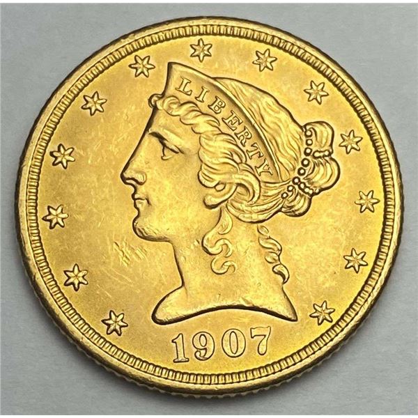 1907 Gold $5 Liberty Head MS63
