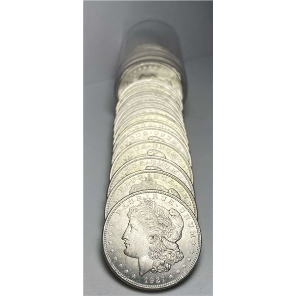 Roll (20-coins) Old Time Grandpa Fresh 1921 Morgan Silver Dollars BU