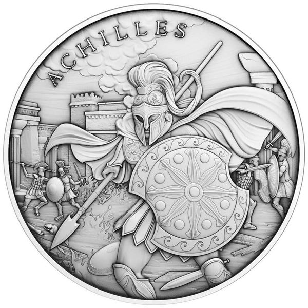 (5) Rolls (100-coins) Achilles Design 1 ozt .999 Silver
